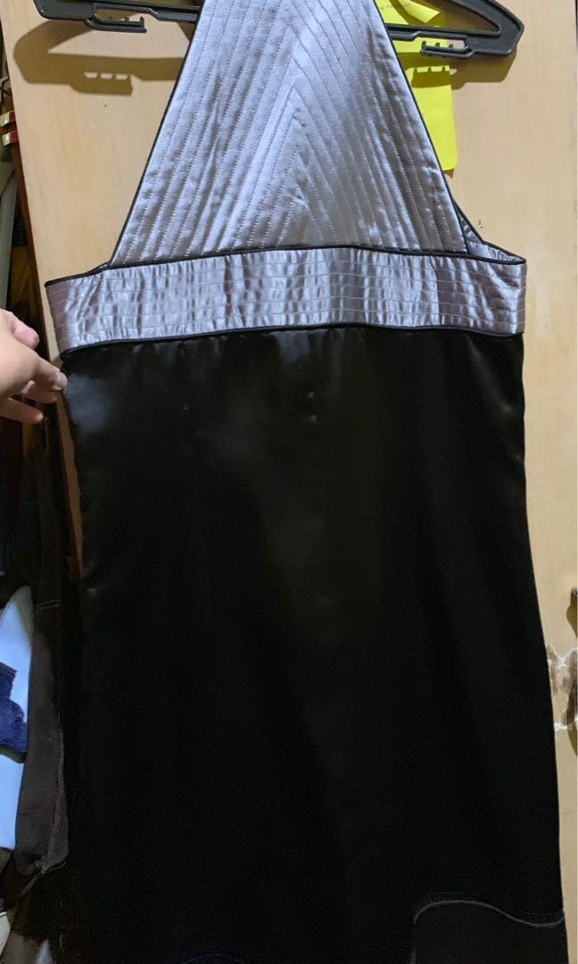BYSI Haltered Black and grey dress (Category: Dresses) located in Pasig City. Submitted by repentanthoarder (Listing ID 241420471, Image 2). Description: BYSI Black Haltered dress with grey detail XL on tag but fits medium to large frames RFS: decluttering .