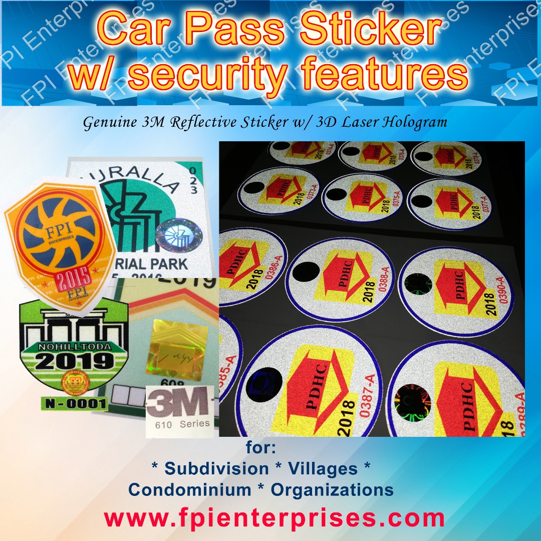 Car Pass Sticker w/ Security Features Hologram, Computers & Tech