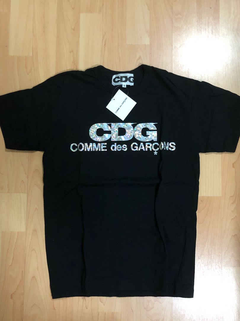 CDG BY COMME DES GARCONS BLACK HOLOGRAM LOGO TEE Men s Fashion Tops Sets Tshirts Polo Shirts on Carousell
