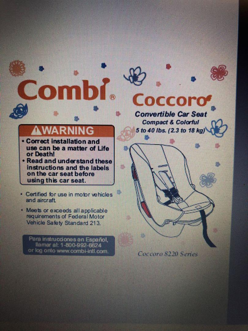 Combi Coccoro Car Seat S 398 New Faa Approved For Car And Airplane