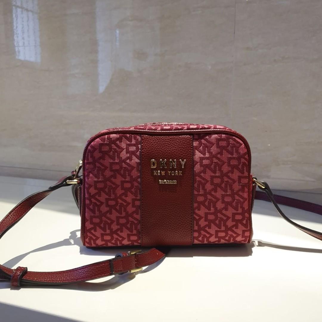 DKNY Noho Camera Bag T C Logo Maroon Women s Fashion Bags Wallets Cross body Bags on Carousell