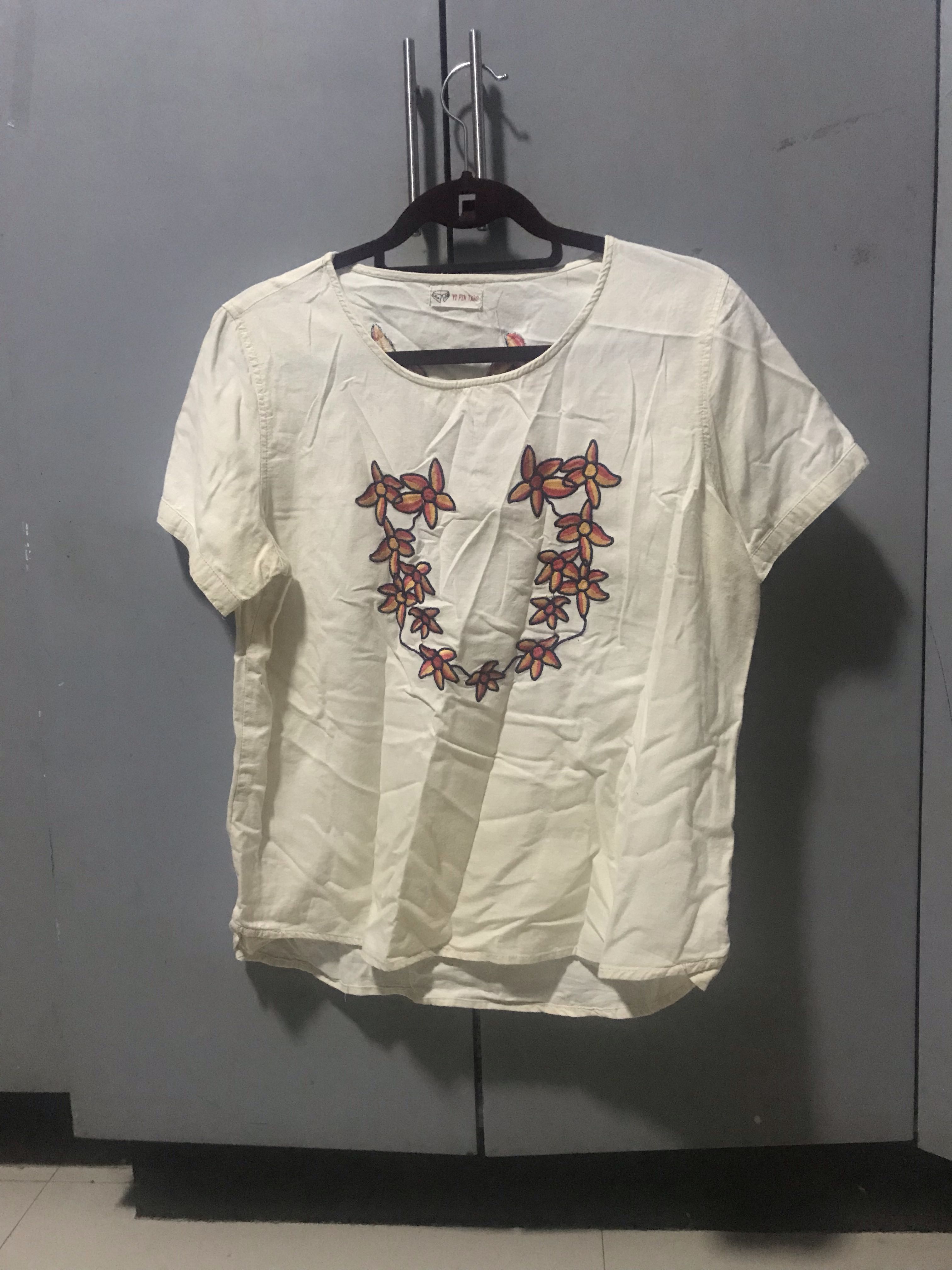 Embroidered Linen Top from Singapore on Carousell