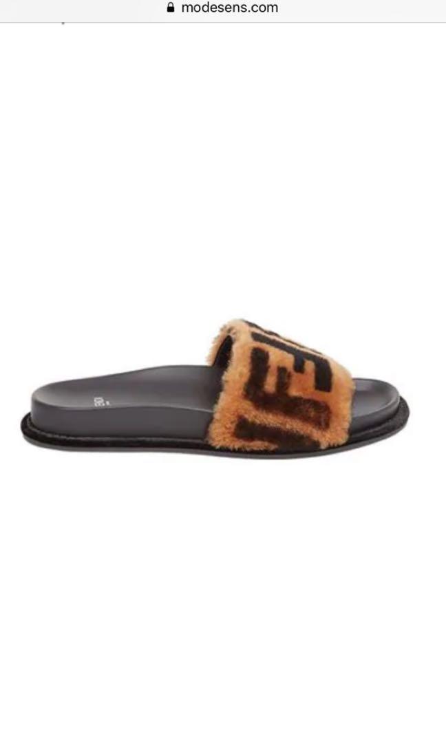 fendi slide sandals fur