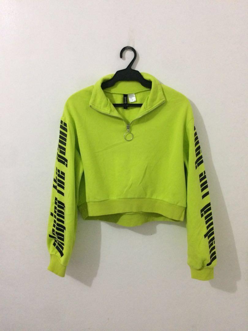green zip up sweater