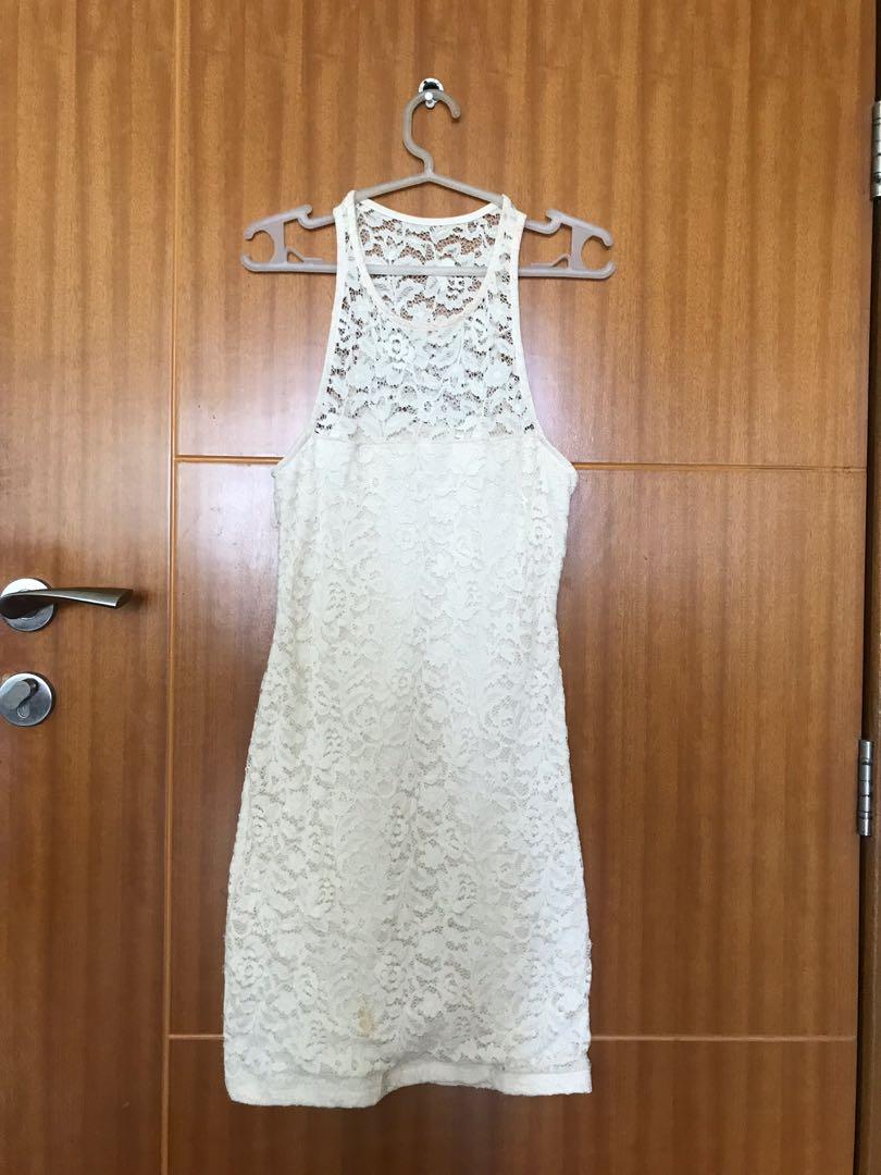 hollister white lace dress