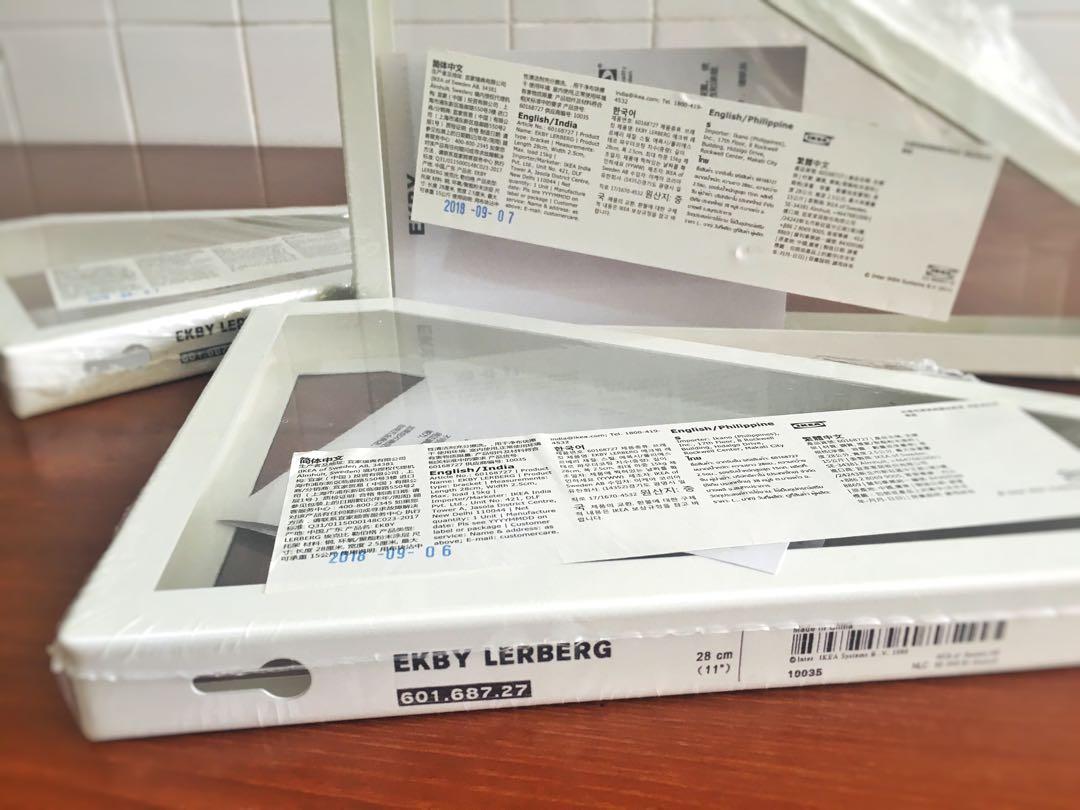 Ikea Ekby Lerberg Shelf Bracket 11" Metal White x3, Furniture & Home