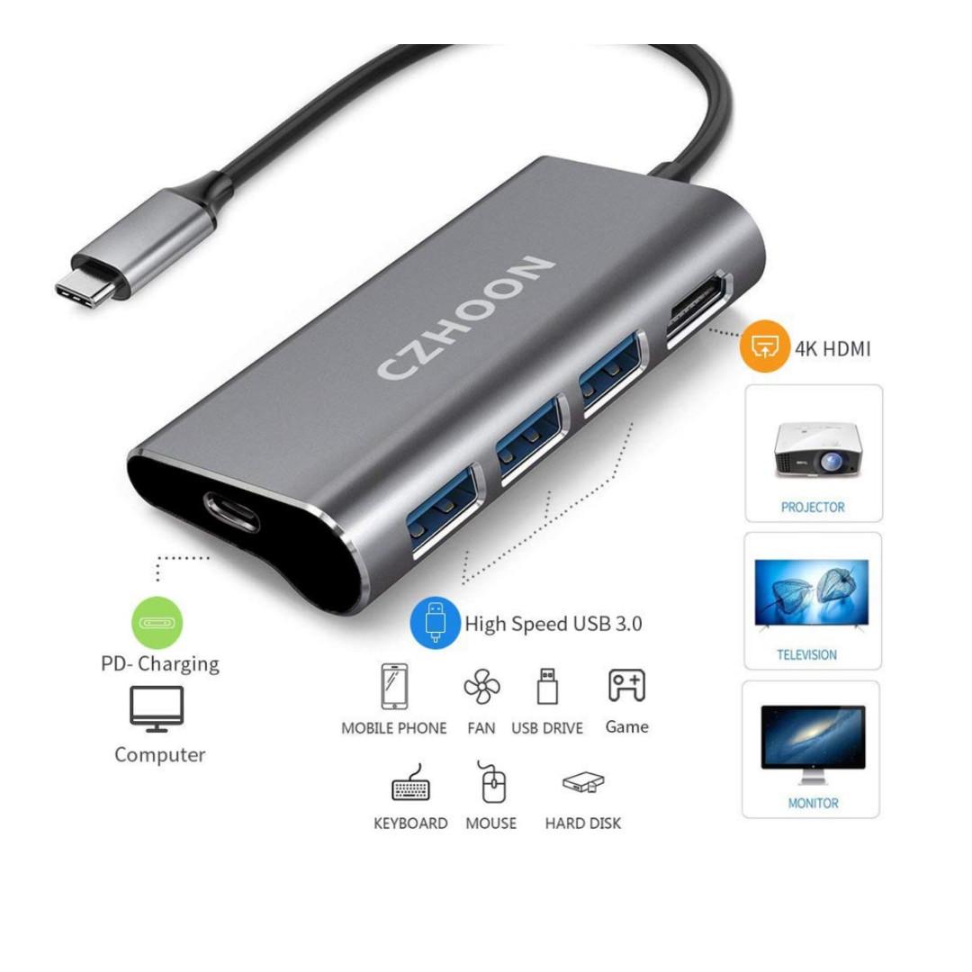 K505 Usb C To Usb Hub Czhoon Portable Aluminum Usb Type C Adapter With 3 Usb