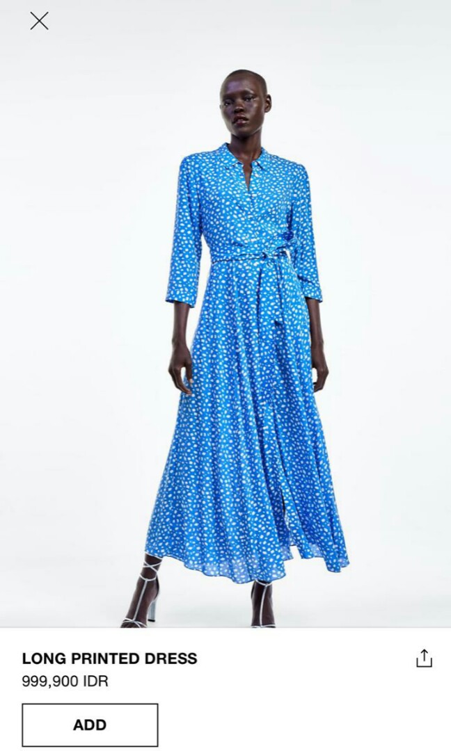 Long printed dress zara original Fesyen Wanita Pakaian Wanita