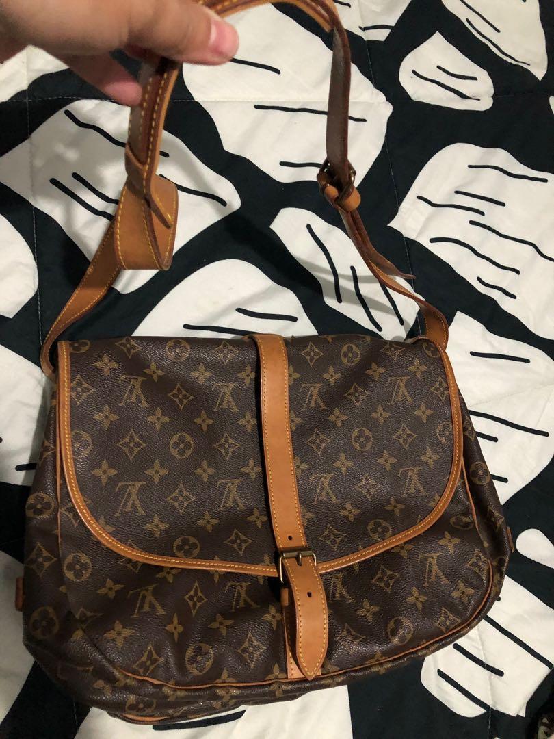 LOUIS VUITTON Saumur 35 Monogram Canvas Shoulder Bag Brown