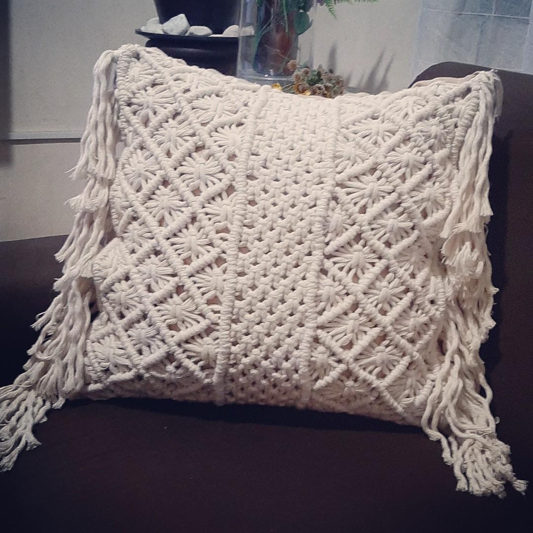 Macrame pillow design #2 (Category: Cushions & Throws) located in Binan City. Submitted by relizas_modern_macrame (Listing ID 241449051, Image 2). Description: Dimension: 19 x 19 inches 5inches tassles side by side Zipper opening Cotton rope Handmade Macrame pillow design #2 #macramepillow #macrame_community #macrametassles #macramelightsandstrings #macrame #macramemovement #macramehomedecor #homedecoration #roomdecor #handmadewithlove❤ #handmade