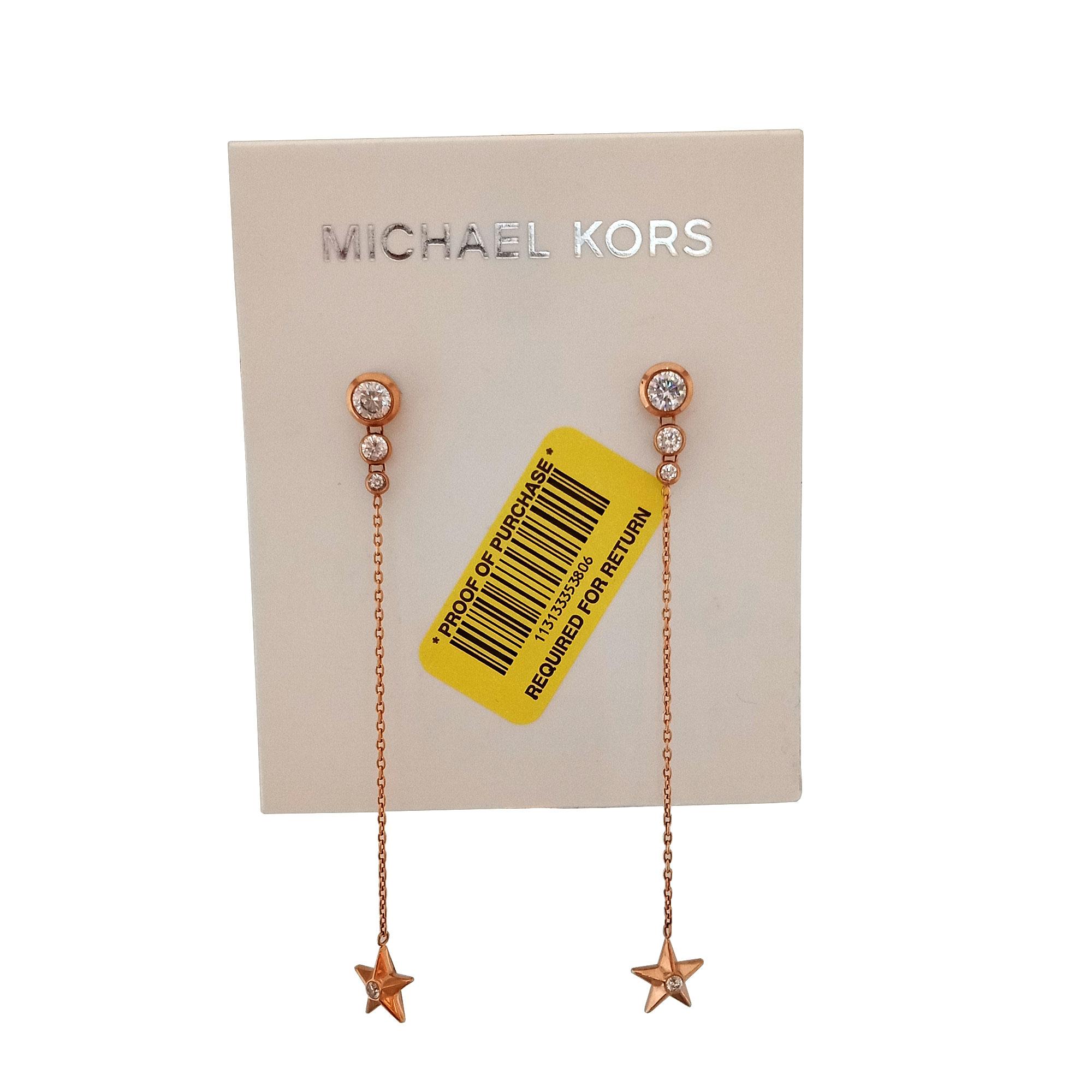 Michael Kors Celestial Crystal Rose Gold Tone Star Drop Earrings Rose Gold Women s Fashion Jewelry Organizers Earrings on Carousell
