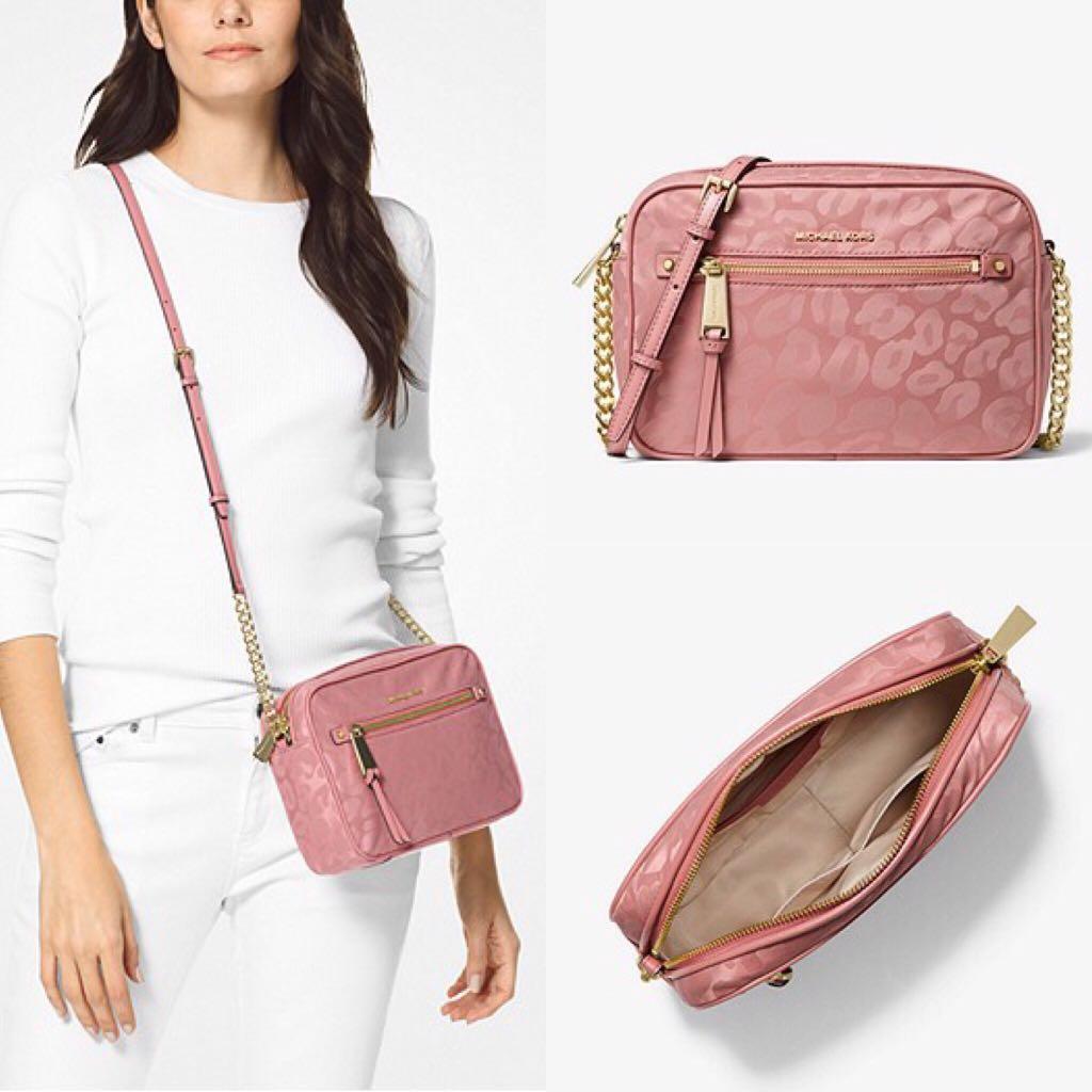 MICHAEL KORS Polly Large Leopard Nylon Jacquard Crossbody Bag