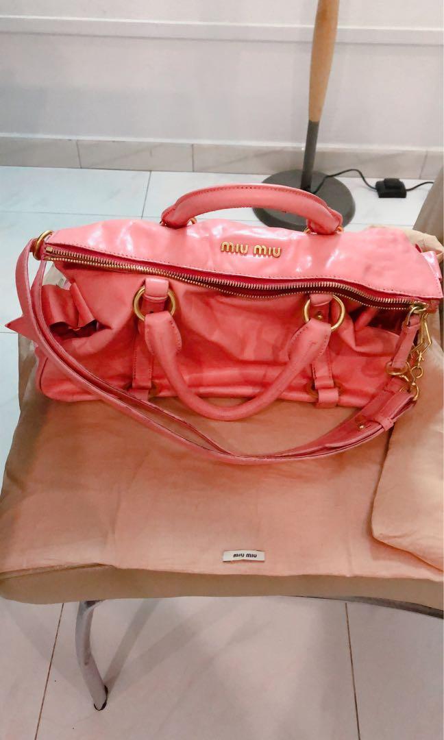 Sell Miu Miu Vitello Lux Bow Bag - Pink