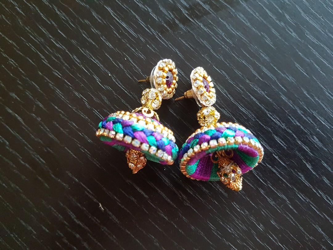 New Silk thread bangles and Earring set Women s Fashion Jewelry