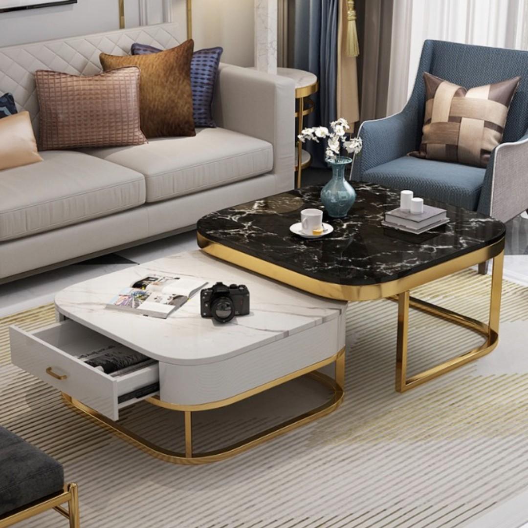 Nordic Marble Dual Function Coffee Table With Drawer Furniture Tables Chairs On Carousell