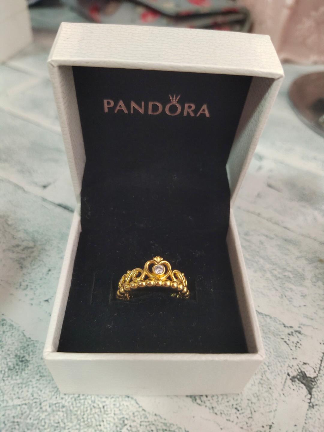 Gold pandora top princess ring