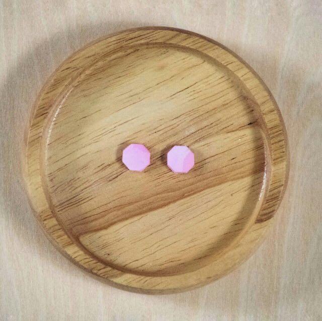 Pink Marble Studs Women S Fashion Jewellery Earrings On Carousell