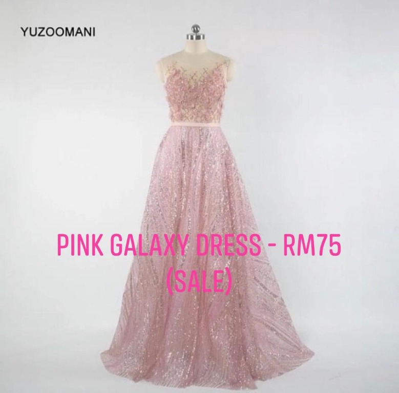 Sale Pink Galaxy Dinner Dress Maxi Dress Long Evening Gown Prom Dress Bridesmaid Dress Bridal Dress Women S Fashion Clothes Dresses On Carousell