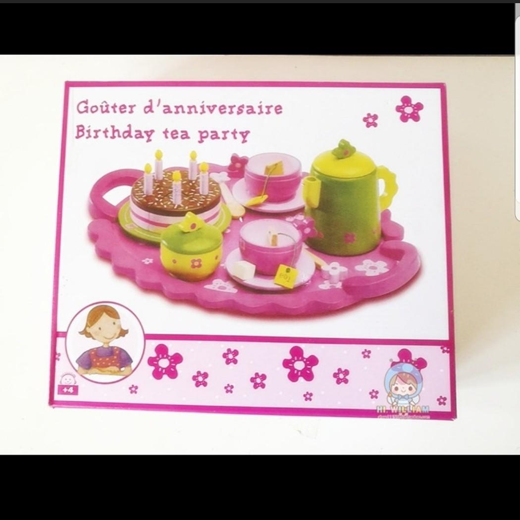 Wooden Happy Birthday Cake Afternoon Tea Teapot Teacups With Tray Set Dessert Ice Cream Fruits Pretend Play Cooking Educational Toy Set Hobbies Toys Toys Games On Carousell