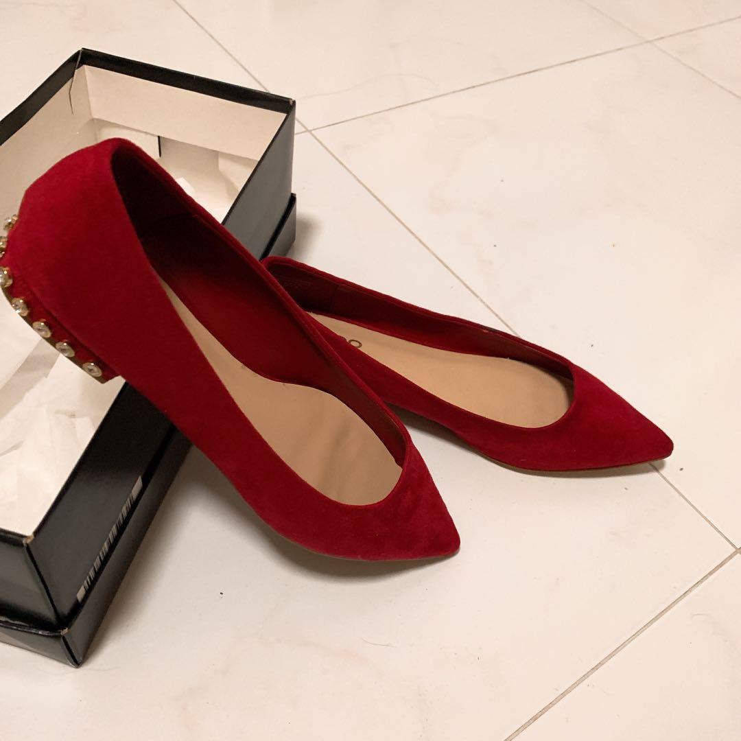 red flat womens shoes