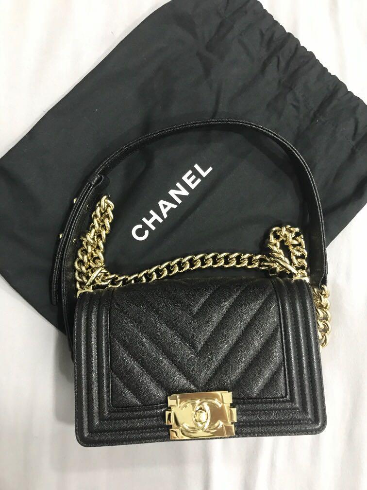 chanel boy champagne gold