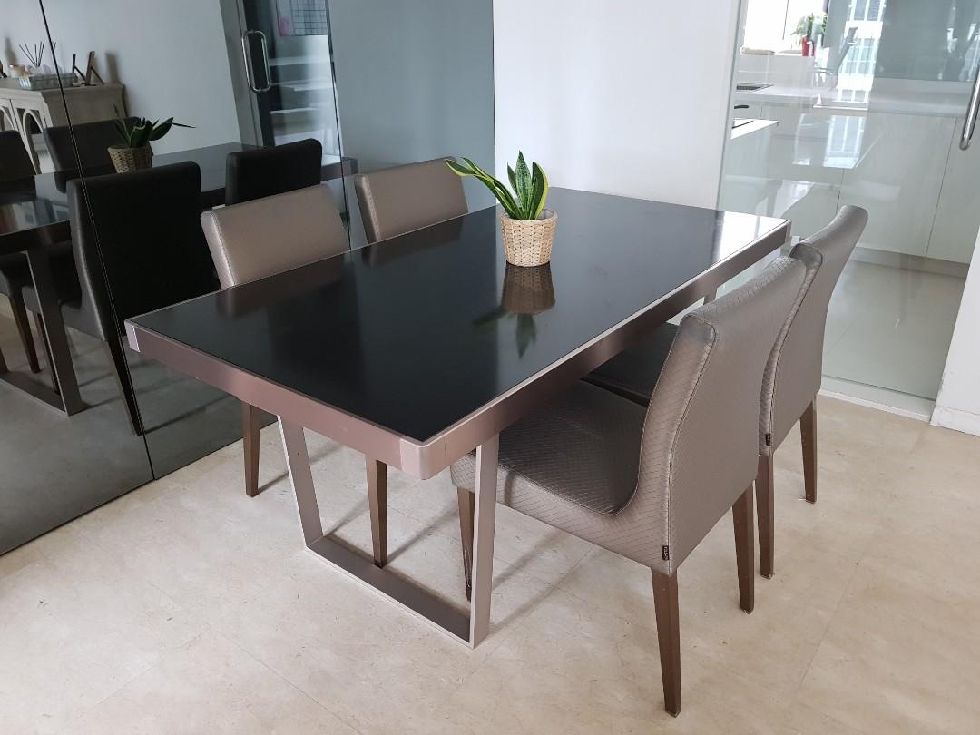 Dining Table Set 168cm Solid Metal Table And 4 Chairs Furniture Tables Chairs On Carousell