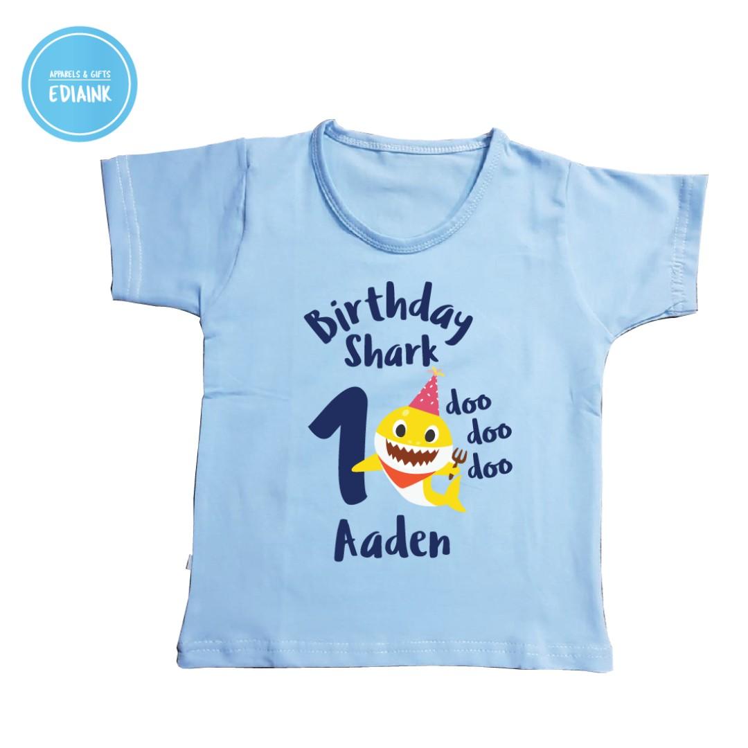 First Birthday Party Kids Tshirt Shark Theme Family Set Babies