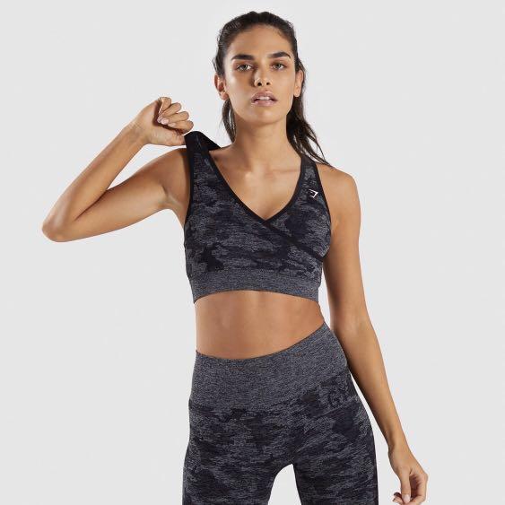 Gymshark Adapt Camo Seamless Racer Back Sports Bra - Black