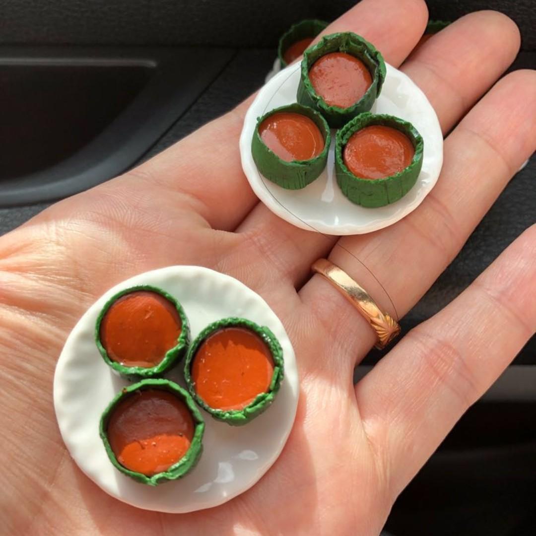 Handmade Miniature Traditional Kueh Nian Gao Chinese New Year Cake Kueh Bakul Clay Design Craft Handmade Craft On Carousell
