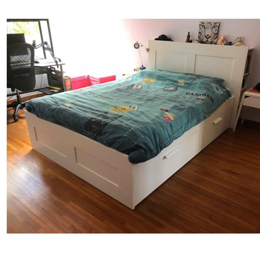 Ikea Brimnes Bed 150x200 Headboard And Matress Furniture Beds Mattresses On Carousell