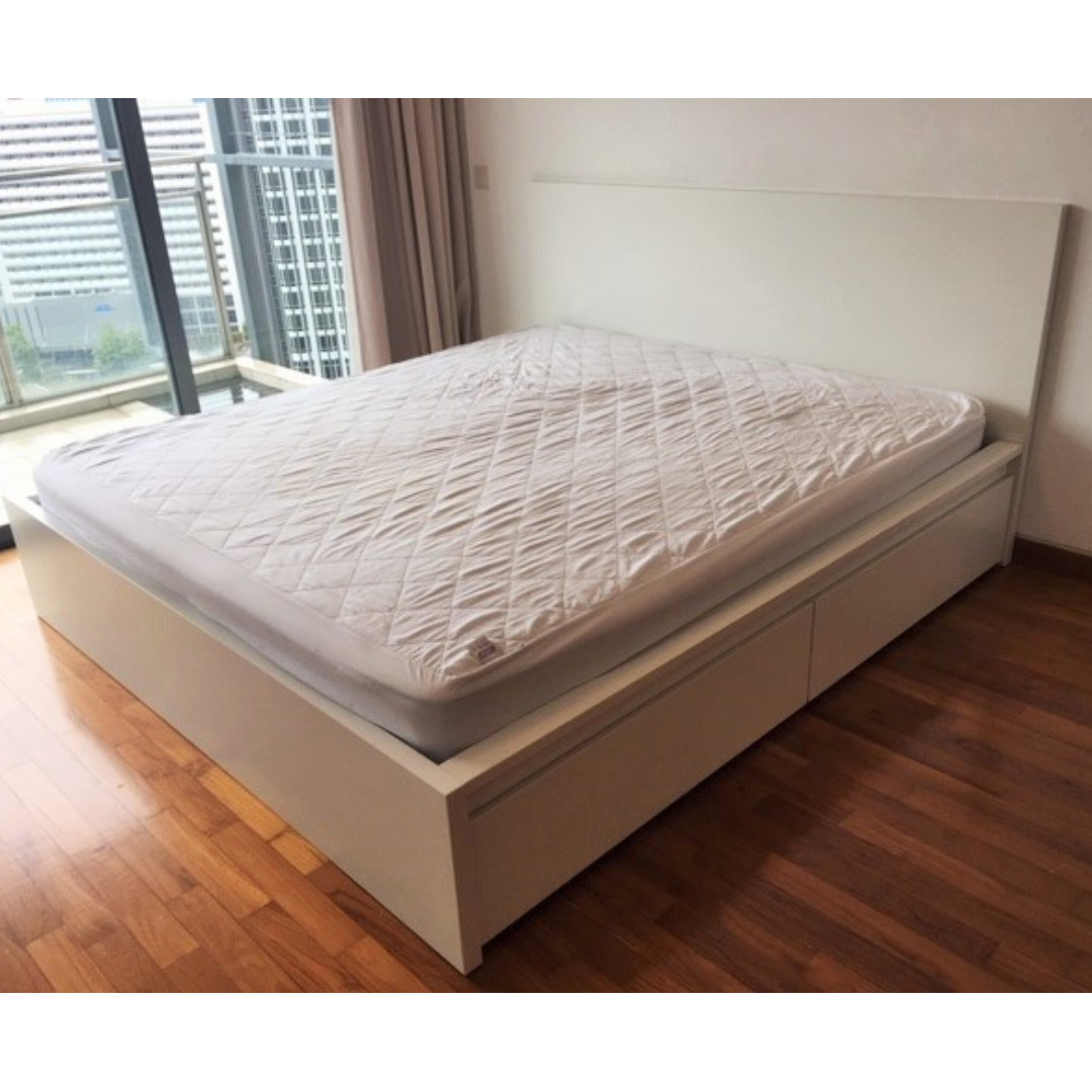 privacy Huis Clam Ikea Malm bed frame and slatted frame 180x200 cm in white, Furniture & Home  Living, Furniture, Bed Frames & Mattresses on Carousell