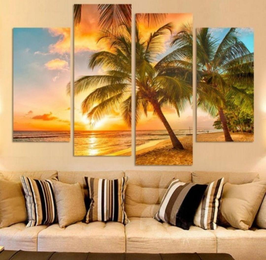 Wallpaper In Stock Sunset Seaside Canvas Paintings Furniture Home Decor HD