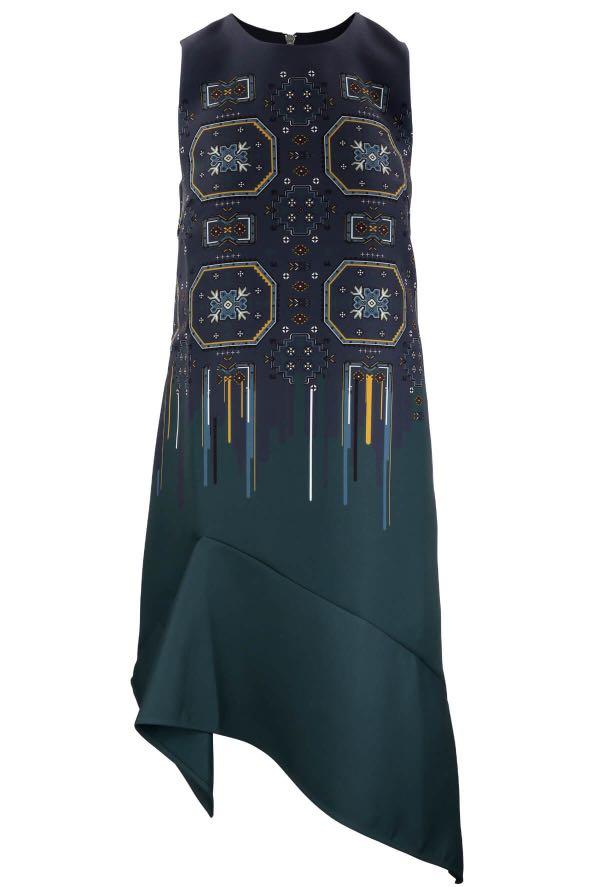Looking For The Only Son Print Asymmetric Sleeveless Dress