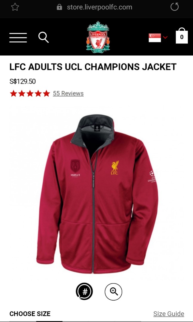 Lfc adults on sale ucl champions jacket