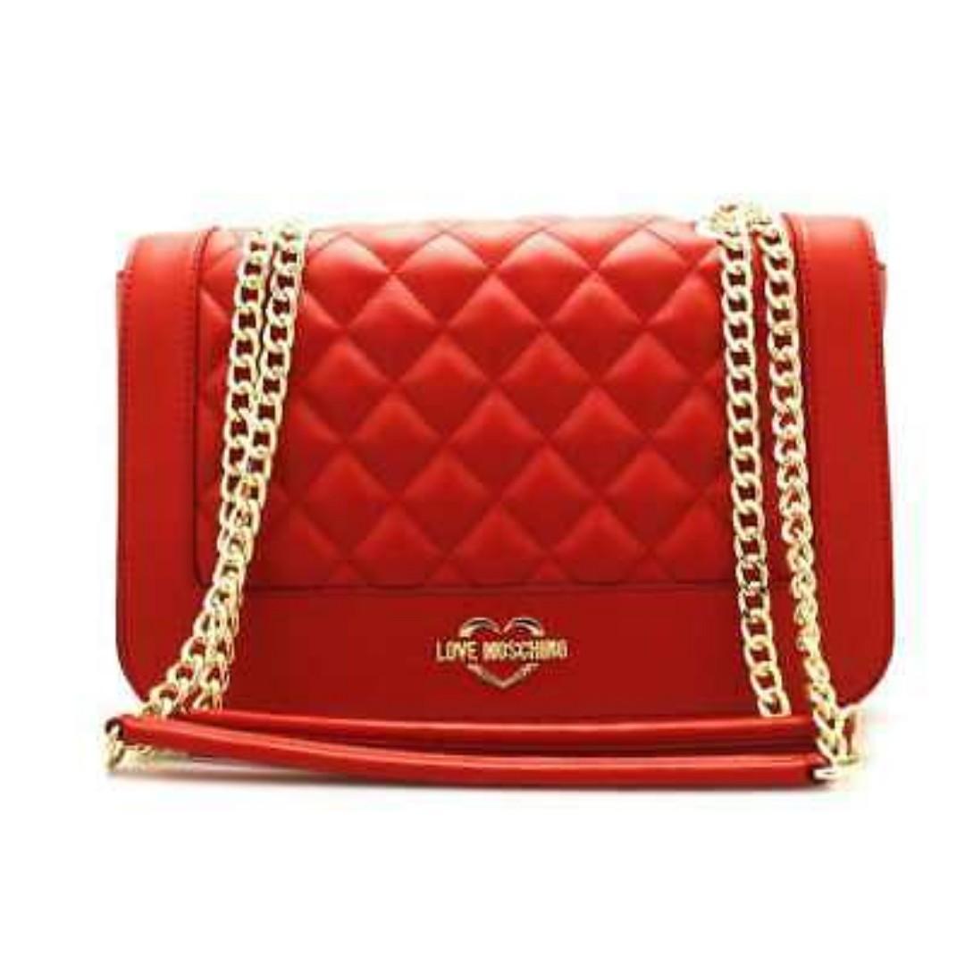 red quilted moschino bag