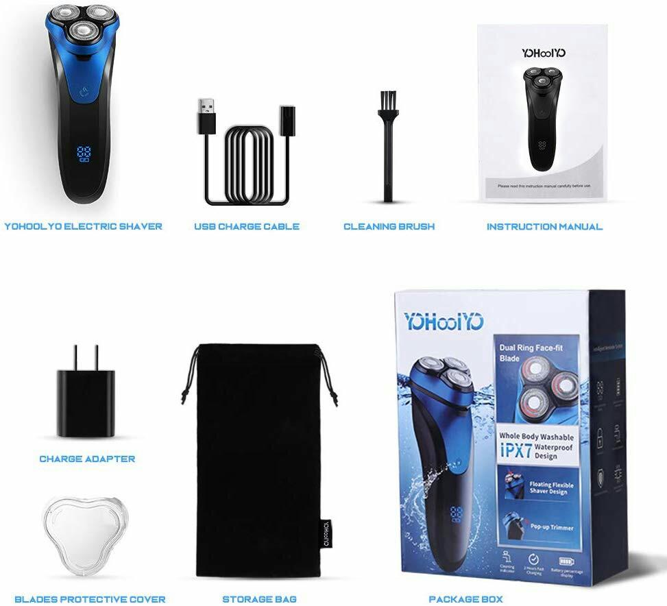 (M574) YOHOOLYO Electric Shaver 3D Floating Heads Display Battery
