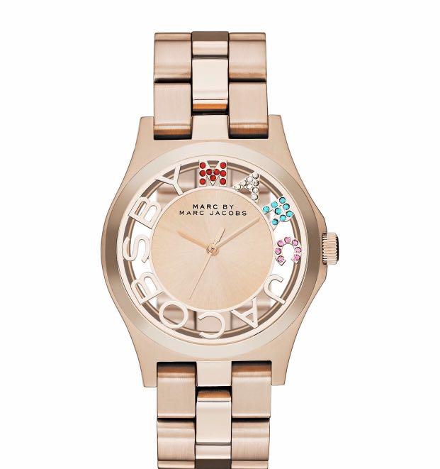 Marc By Marc Jacobs Ladies Rose Gold Watch Henry Transparent MBM3264