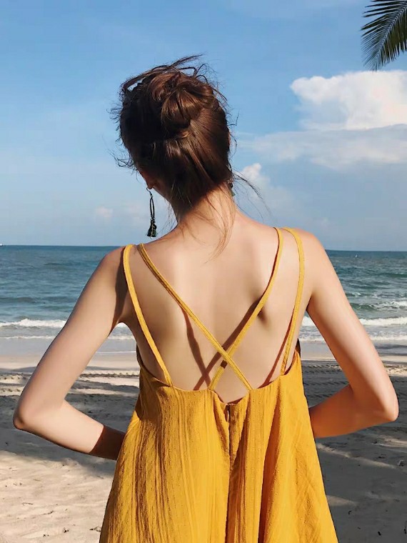 Mustard beach dress Clearance