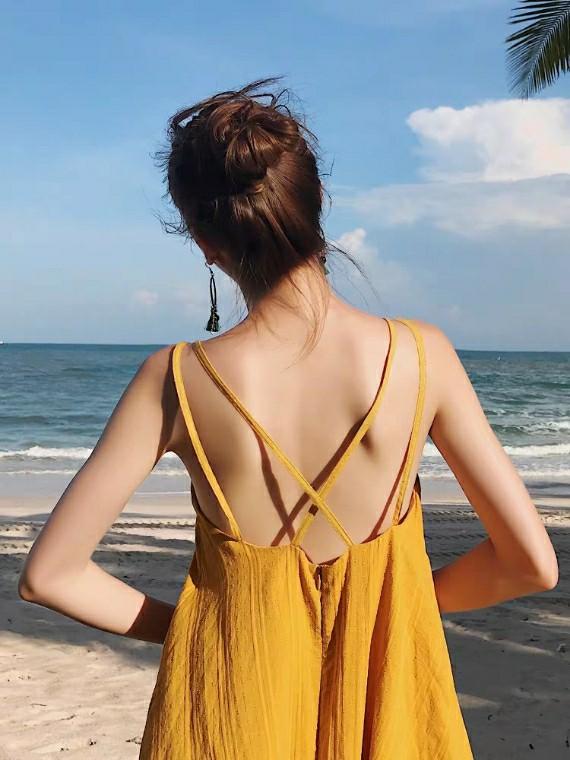 Mustard beach dress new arrivals