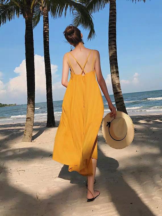 Mustard top beach dress