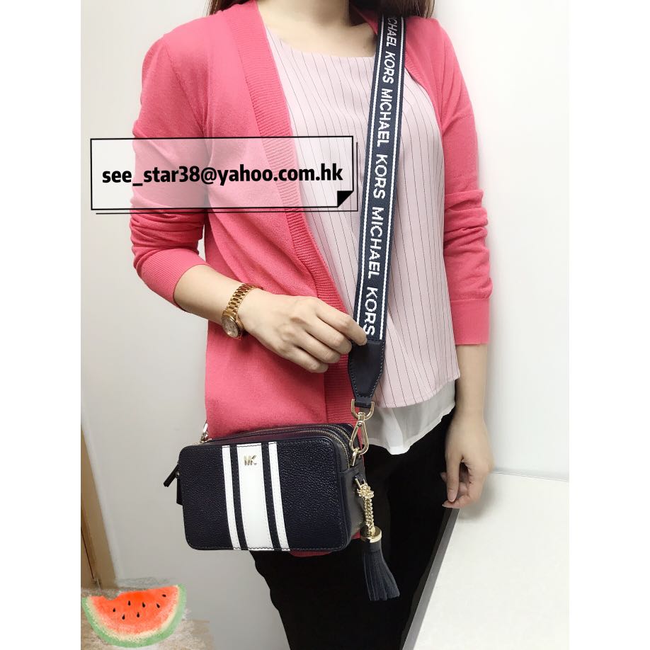 small logo tape camera bag