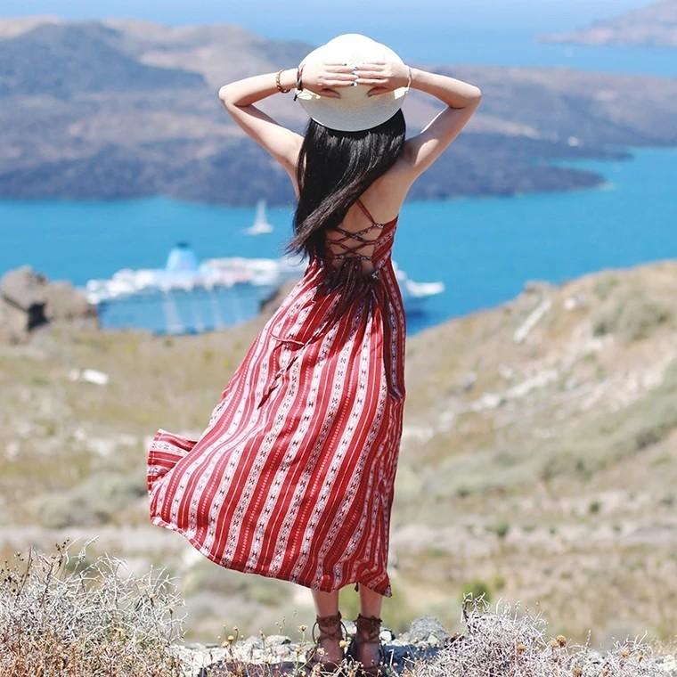 red patterned maxi skirt