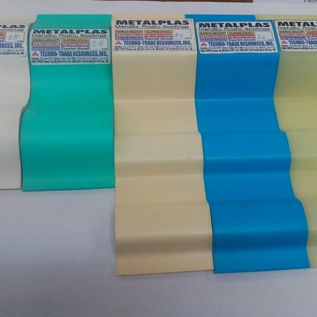 Thermoplastic Upvc Roofings (Category: Construction & Building Materials) located in Las Pinas. Submitted by ono.pardo (Listing ID 241700689, Image 1). Description: METALPLAS Advance Plastic Roofing Technology The first and only export quality thermoplastic roofing sheet. Rust-Free, Non-Flamable, Extra Long Life, All Weather Roofing. Exported Abroad, Super cool, No Insulation Need. Ideal for Industrial, Agricultural, Commercial, Residential Appli