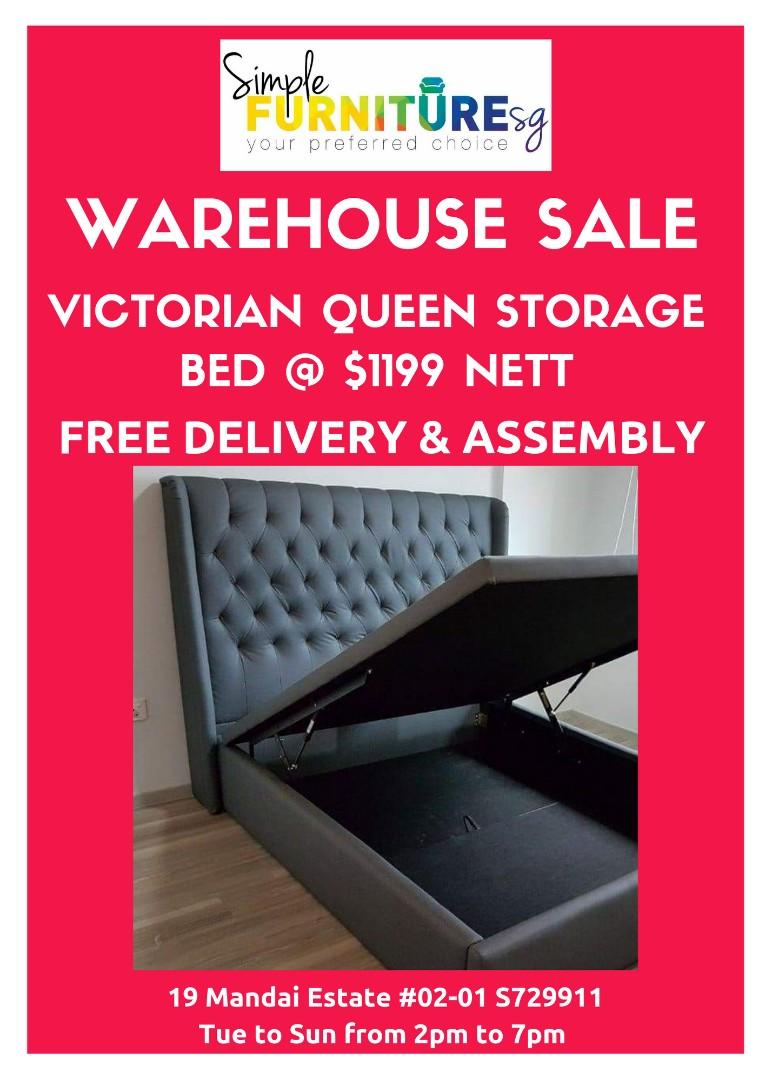 Victorian Queen Storage Bed, Furniture & Home Living, Furniture, Bed