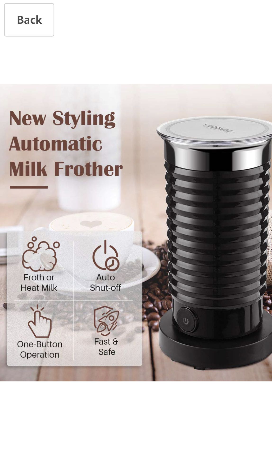 YISSVIC Milk Frother Electric Milk Steamer Automatic Hot or Cold