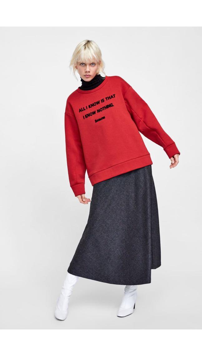 Zara Sweatshirt With Contrasting Slogan New Women s Fashion