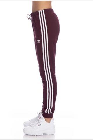 New maroon Adidas Originals Trefoil Women's Cuffed Track Pants in XS