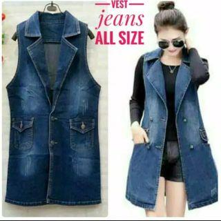 Vest Panjang Jeans/Rompi Panjang/Rompi Muslim