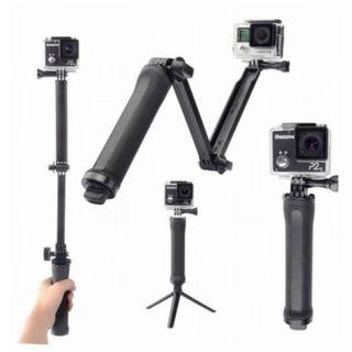 GoPro Accessories 20cm Collapsible 3 Way Monopod Mount Camera Grip Extension Arm Tripod Stand for Gopro Hero 4 2 3 3+ 2 1 SJ4000