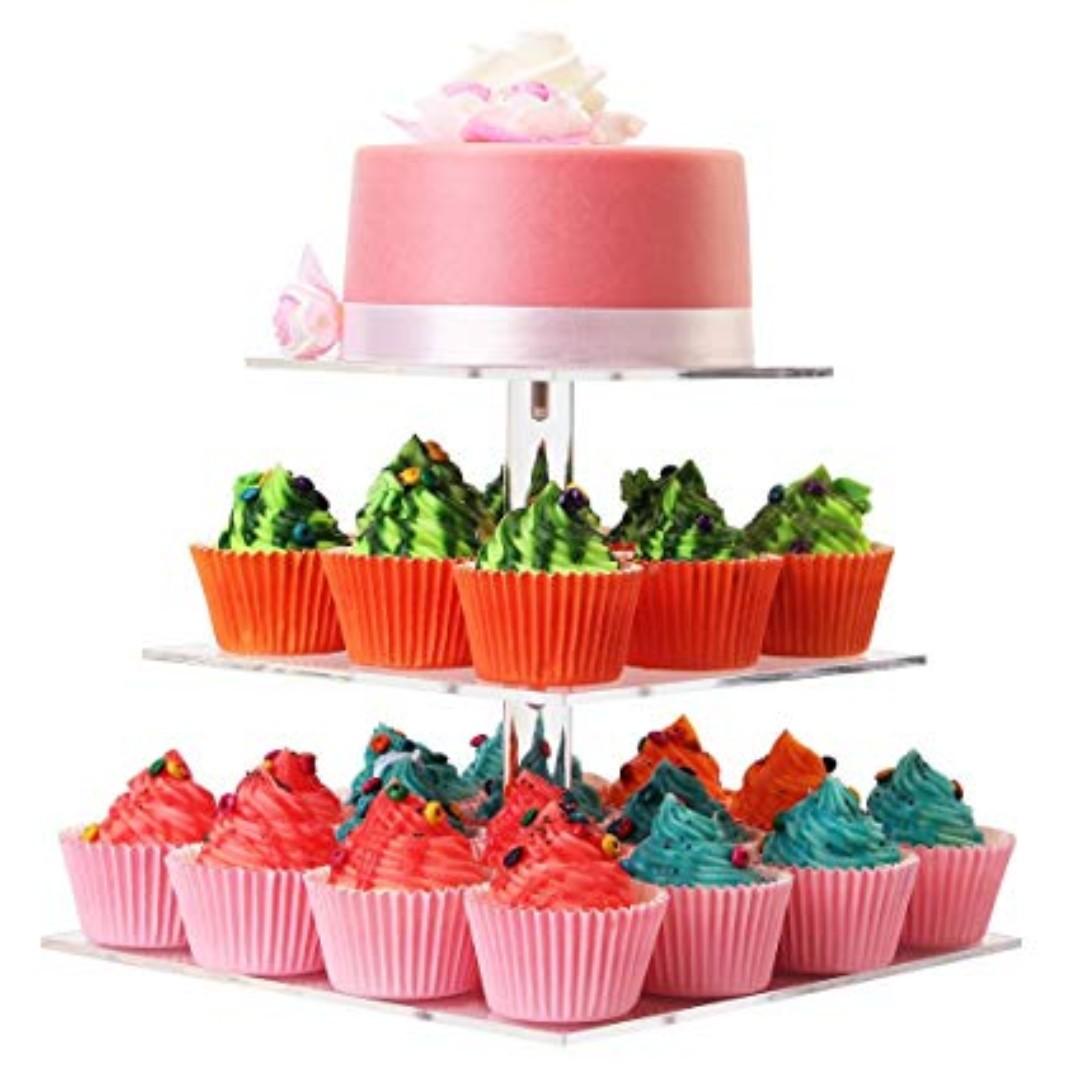 3 Tier Cupcake Cake Display Stand In Transparent Acrylic Rack